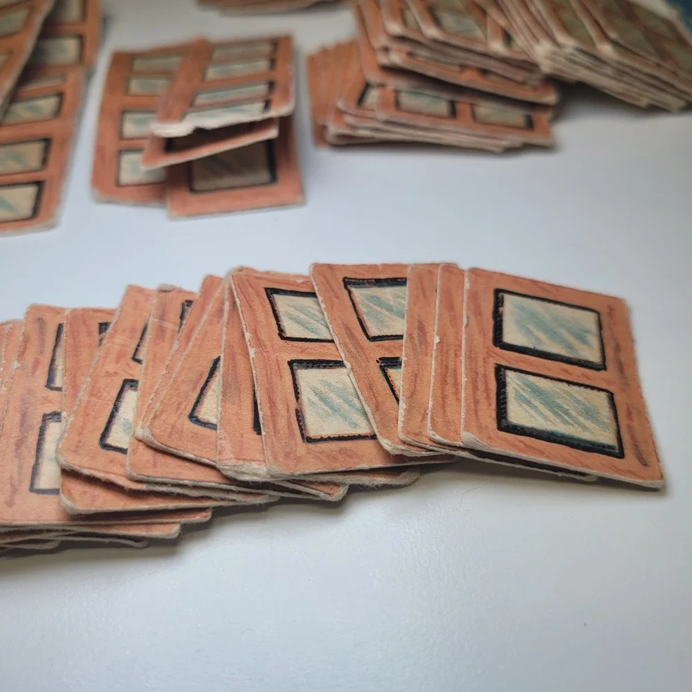Vintage Lincoln Logs‎ Paper House Pieces Window Door Roof 1940s Set Parts